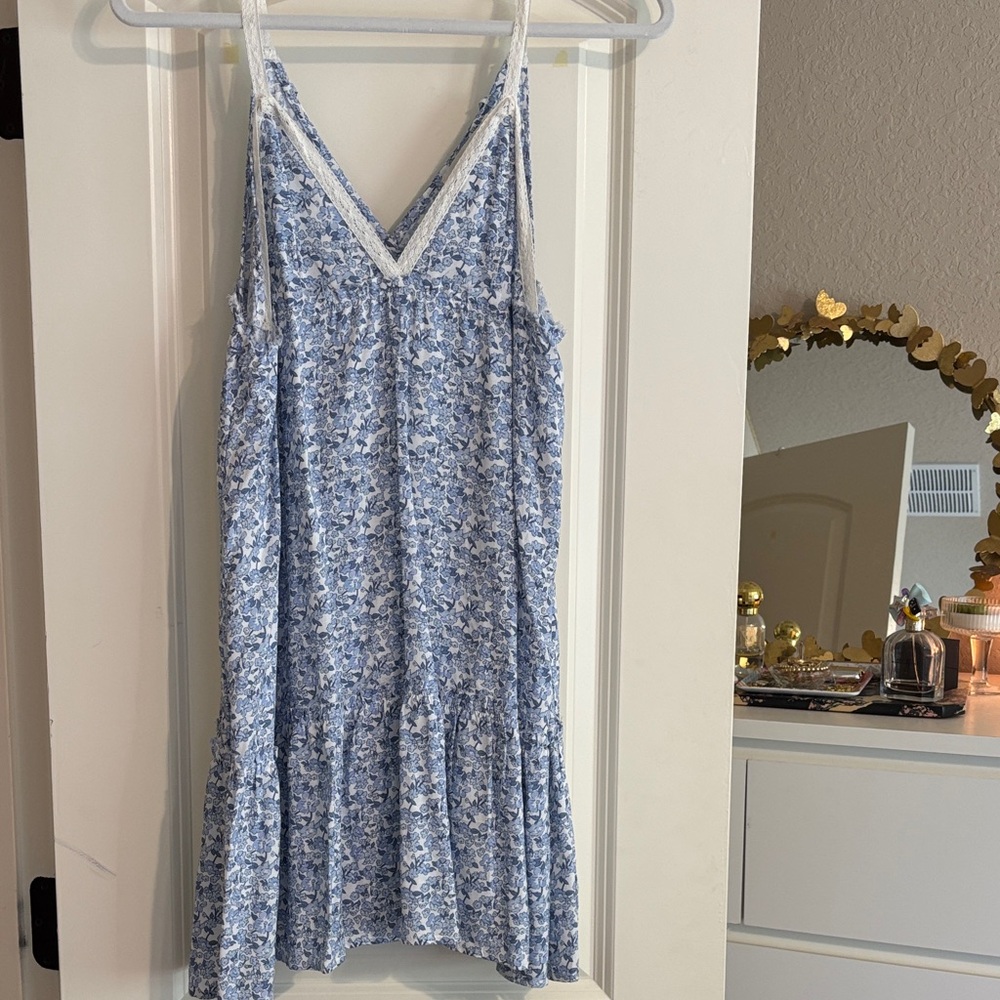 Blue Floral Sleeveless Dress